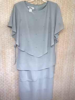Powder blue dress with cape